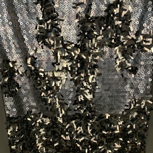 Daytrip Womens Black Sleeveless Sequin Top Size Small Bling Sheer Back Tank Top - Picture 9 of 11